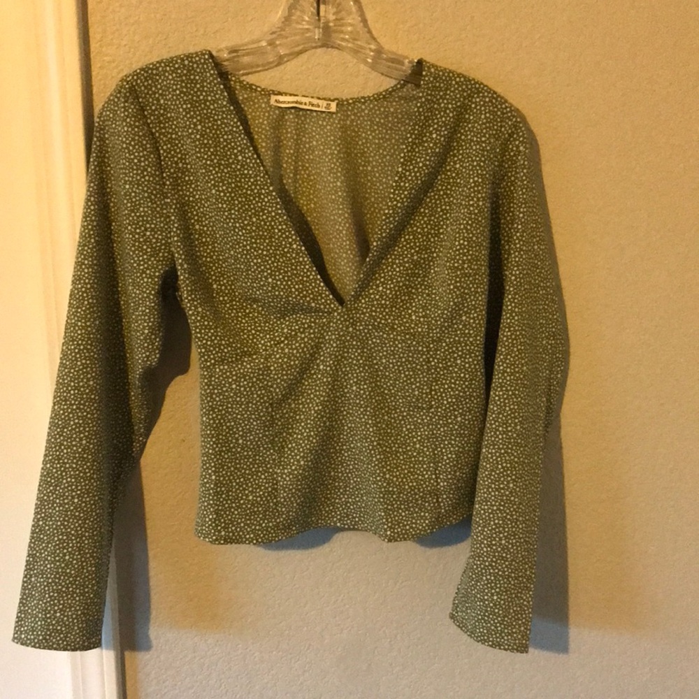 Green Polka Dot Women's Top vintage Abercrombie & fitch